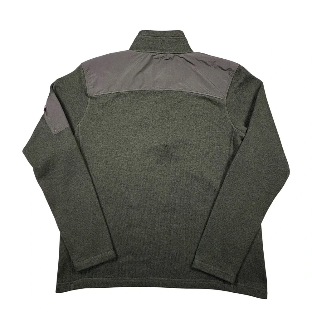 Eddie Bauer XL Quarter Zip Sweater Fleece Green Pullover Nylon‎ Panels